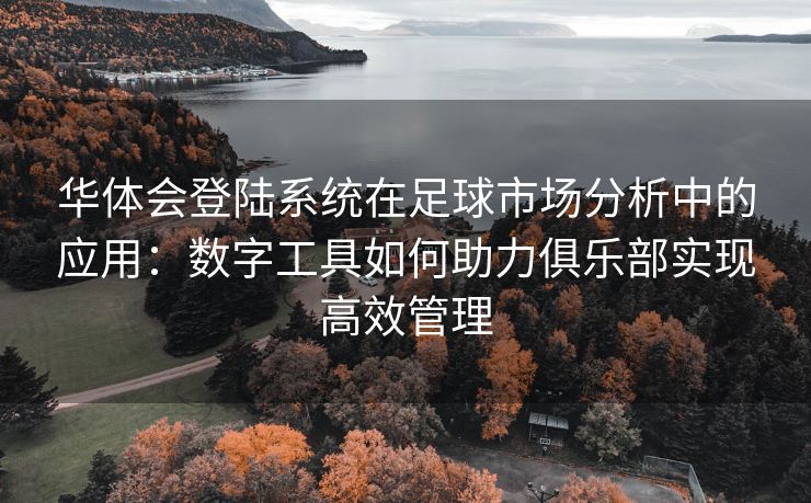 华体会登陆系统在足球市场分析中的应用：数字工具如何助力俱乐部实现高效管理