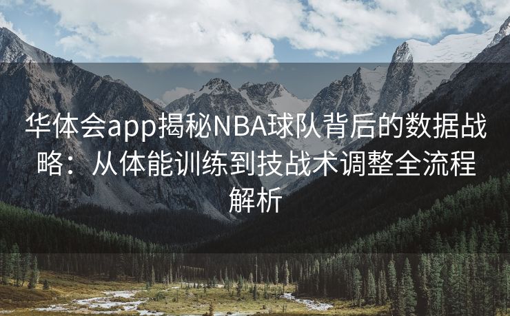 华体会app揭秘NBA球队背后的数据战略：从体能训练到技战术调整全流程解析